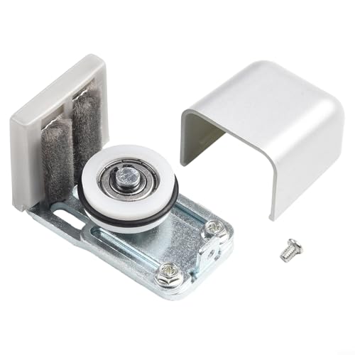 Yuanpgky Rodillo guía de suelo ajustable para puerta de granero con soporte inferior de montaje en pared para puertas correderas, construcción de acero, compatible con puertas de madera y metal, sin