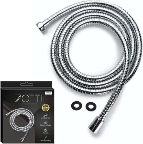 Zotti Shower Hose 1.5m | Stainless Steel Replacement Shower Hose | Leakproof and Anti-Kink | Universal Standard Fitting | High Pressure Resistance | Easy DIY Replacement | Includes 2 Washers