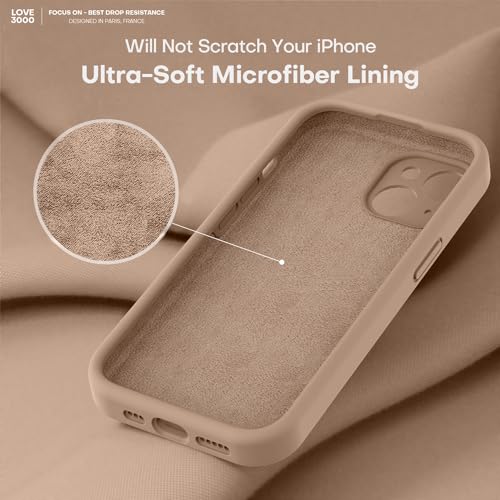 Image of LOVE 3000 Designed for iPhone 13 Case, Premium Silicone with [Camera Protection] [Soft Anti-Scratch Microfiber Lining] Shockproof Protective Phone Case for iPhone 13 Women Men Girls 6.1 inch, Light Brown