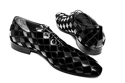 Giovanni Conti 2866-014 Mens Black Ultra Patent Leather & Velour lace up Shoes.2