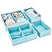 mDesign Set da 2 Organizer per armadio a pois – Contenitori per cameretta, bagno, camera da letto ecc. – Portaoggetti bimbo con 4 scomparti + 1 grande, in fibra sintetica – turchese/bianco