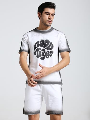 Image of Vogaan Men's Cotton Short Sleeve Tracksuit Summer T Shirt & Shorts Set with 2 Pockets || Casual Co-ord Sets