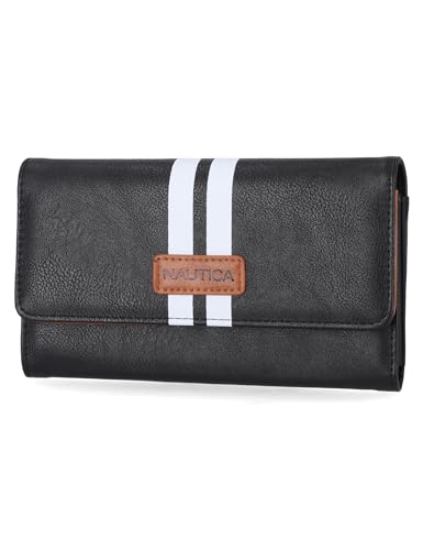 Image of Nautica Money Manager Womens Slim RFID Blocking Wallet, Small Bifold Credit Card Holder with Zipper Coin Pocket and ID Window