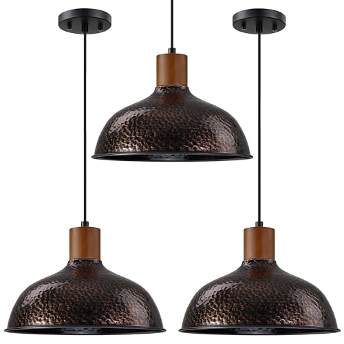 3 Pack 1 Light 12” Vintage Pendant Light Fixtures,Industrial Hammer