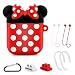 Airpods Case, GONJOY Airpods Minnie Mouse Case,7 in 1 3D Cute Cartoon Minnie Slicone Girls Kids Protective Cover and Skin for Apple Airpods Charging Case with Airpods Ear Hook Grips/Skin (Minnie)