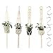 KECRULV Suspension Plantes Macramé, 4 Pièces Macramé Panier de Supports de Plantes avec 4 Crochets de Suspension, Tissés à Main Fleurs en Macramé Plant Hangers pour Jardin Décor Intérieur Extérieur
