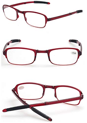 [2 Pairs] Folding Reading Glasses, Hd Aspheric Resin Fashion Unisex Compact Magnifyng Glasses With Belt Loop Case, Black + Brown (Black + Brown, 3.5) #TOP1