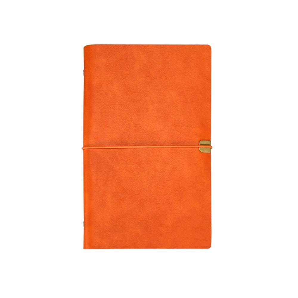 SagaSave PU Leather Notebook, A6 Writing Notepad Refillable 6 Holes Loose Leaf Journal Diary, 100 Pages (Orange)