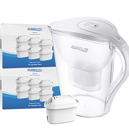 Clarifilter Wasserfilterkanne 3,5L mit elektronischer Filtererinnerung mit einem kostenlosen Filter - inklusive Extra je nach Auswahl Cover