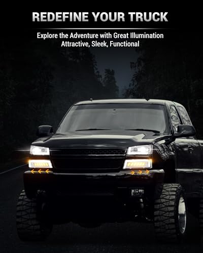 Image of Z-OFFROAD LED Headlights Assembly DOT Approved with DRL Turn Signal Hi /Low Sealed Beam Compatible with 03-06 Chevy Silverado Avalanche (Sequential Turn Signal + Clear Side Marker) - Chrome