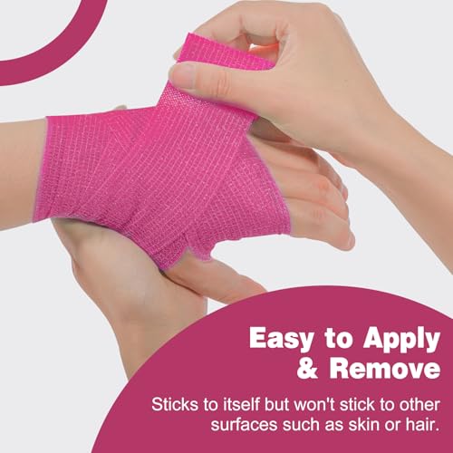 image for AZEN 16 Pack Self Adhesive Bandage Wrap Pink, 2