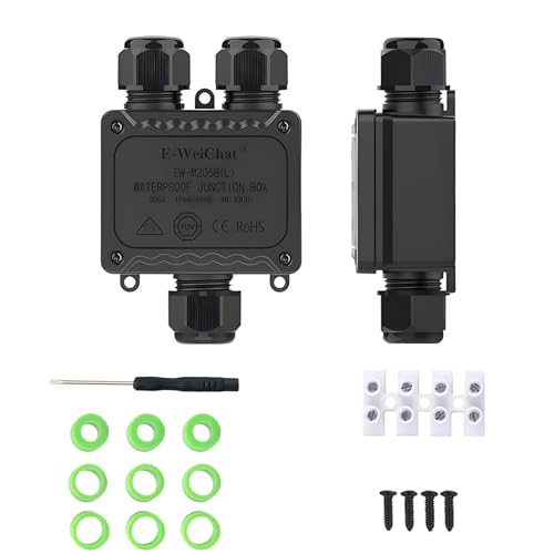 IP68 Waterproof Junction Box Outdoor, 3 Way Underground Electrical Junction Box, Plastic Electrical Box with Terminal Block, Suitable for LED Landscape Lighting, Garden Lights, Solar Power and More