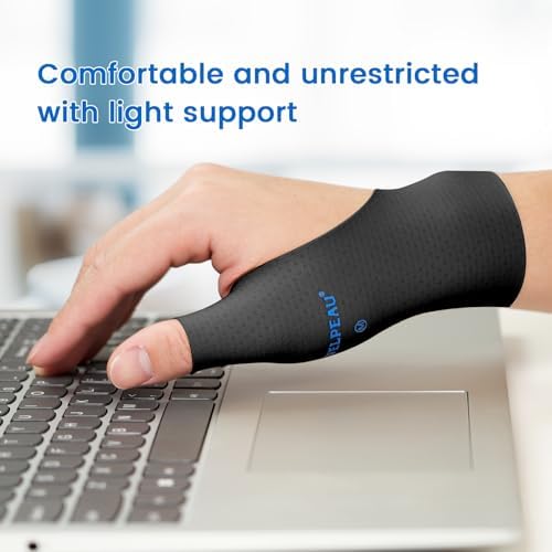 VELPEAU Elastic Thumb Wrist Support Brace (Pack of 2), Splashproof Compression Sleeve for Arthritis Pain, Tendonitis, Sprains, Sports, Splint Liner, Fits Left & Right Hands (Black, Long Version, M) — view 6