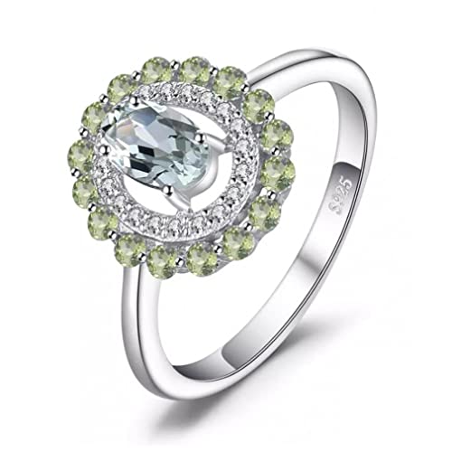 Bague peridot et amethyste verte anneau argent 925 femme pierre precieuse