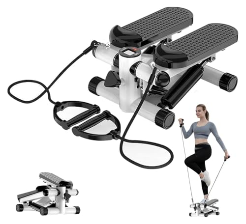 TAITHI Mini Stepper Exercise Machine, Steppers with Resistance Bands, Step Machine Exerciser for Home, Up-Down Stepper with LCD Monitor, Space Saving, Non-Slip Pedal, Legs Arms and Full Body Training
