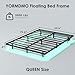 YORMDMO Floating Bed Frame Queen Size, Heavy Duty Bedframe with Smart LED Lights & Charging Station, Modern Metal Platform Bed, Easy Assembly No Box Spring Needed, 8 Inch