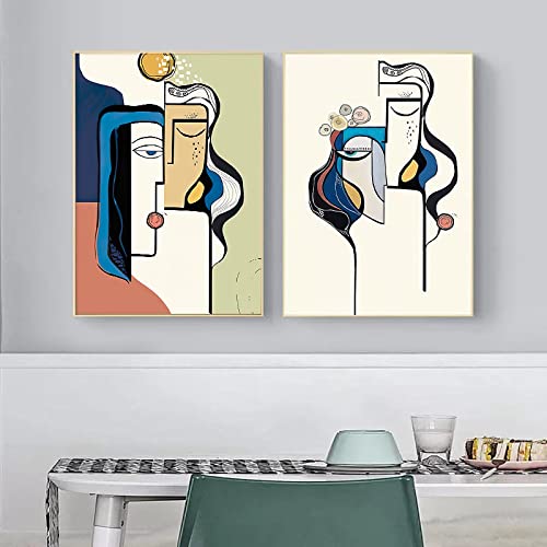 Toile affiches et gravures cubisme portrait couple humain abstrait mur