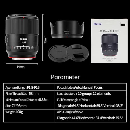 Image of Meike 35mm F1.8 Pro Wide Angle Auto Focus STM Full Frame High Resolution 8K Portrait Prime Lens Compatible with Sony E Mount Cameras A7 A7III A7IV A7R A7RIII A7R IV A7SIII A9 A7C A7CII A7C A7CII