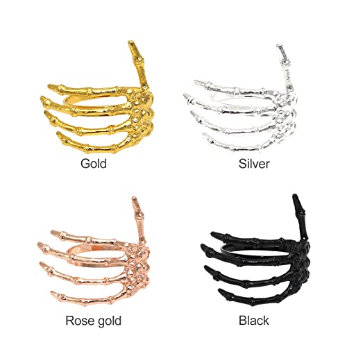 Bestalice Halloween Skull Napkins Rings Set Of 12, Halloween Decorations Napkin Ring Creative Horror Skeleton Hand Exquisite Scary Alloy Napkin Holder For Halloween Party Table Curtain (Silver) #TOP7