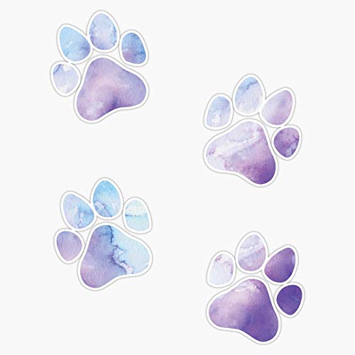 Purple And Blue Watercolor Dog Paws Design, Dog Stickers Sticker Vinyl Waterproof Sticker Decal Car Laptop Wall Window Bumper Sticker 5