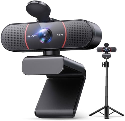 EMEET C960 4K Webcam PC Kamera mit Sony Sensor für Home Office Meeting 4K UHD Autofokus | 73° Blickwinke Streaming Kamera
