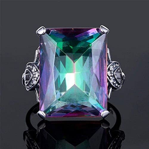 4.3CT Mystic Rainbow Topaz 925 Silver Ring Women Wedding Engagement Size 6-10 (6)3