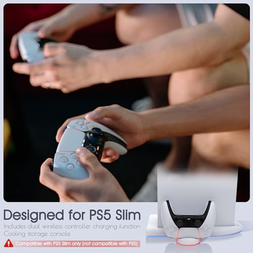 Suporte fino para PS5 e estação de resfriamento com iluminação LED RGB e carregador rápido para cont
