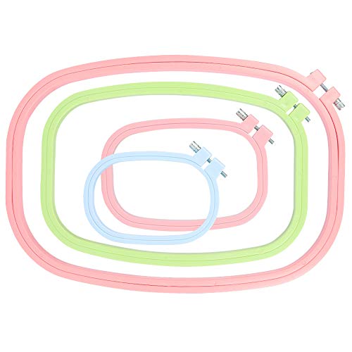 AIM Cloudbed 4 Piezas Bordado Aro Rectángulo Cuadrado,Bordado Marco de Punto de Cruz,Aro de Costura para Arte,3 Colores