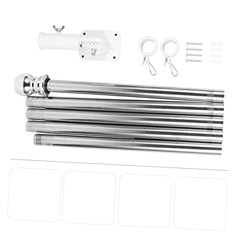 Yardwe 1 Set Stainless Steel Flagpole Outdoor Flag Holder Heavy Duty Flag Pole Clothes Rack Wall Mount Wall Mount Flagpole Flag Pole Clips Flag Pole With Base Wall Flagpole Kit To Rotate #TOP7