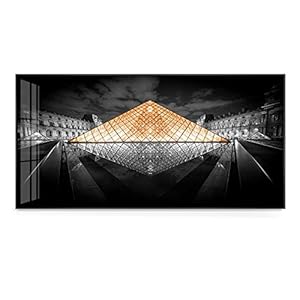 Geweldige Gouden Glas Piramide Van Louvre In Zwart En Wit Stad Posters Muur Foto Voor Woonkamer Slaapkamer Canvas…