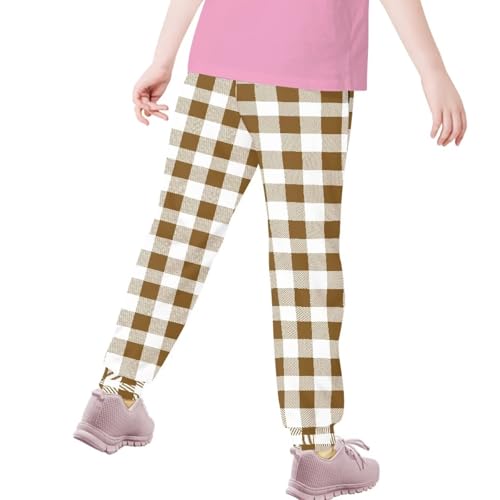 AmzPrint Sky Blue White Buffalo Plaids Print Sweatpants for Boys Baggy High Waist Running Pants with Pockets4