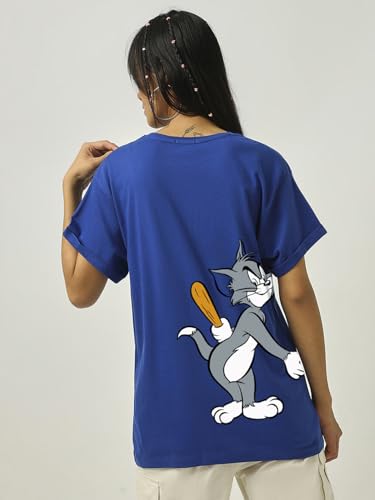 Image of Bewakoof Official Tom & Jerry Merchandise Women's Graphic Print Boyfriend Fit T-Shirt