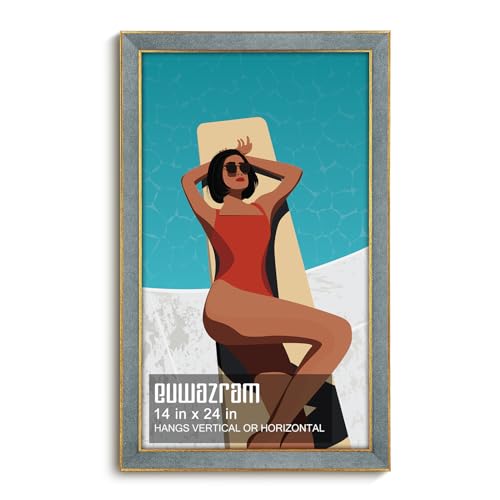 euwazram Suede 14x24 Frame - Single Frame Christmas Elegant Gray 14 x 24 Poster Frame 14x24 Picture Frame for Artwork Puzzles Photos and Movie Posters