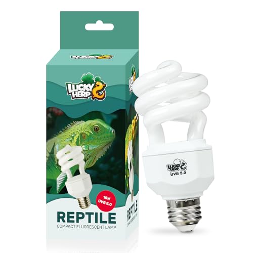 LUCKY HERP UVA UVB Reptile Light 5.0, Tropical UVB 100 Compact Fluorescent Lamp, UVB Light for Reptiles 15W, UVA UVB Reptile Light Bulb, UVB Bulb for Reptiles Chameleons Lizards Tortoises Snakes