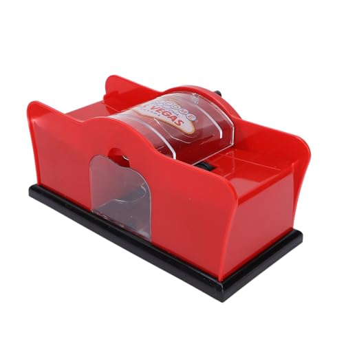 Dioche 1‑2 Deck Manual Card Shuffler for Blackjack, , Poker; Quiet, Easy to Use Manual Card Mixer, Hand Cranked, Casino Equipment Card Shuffling Machine for Playing Cards(red)