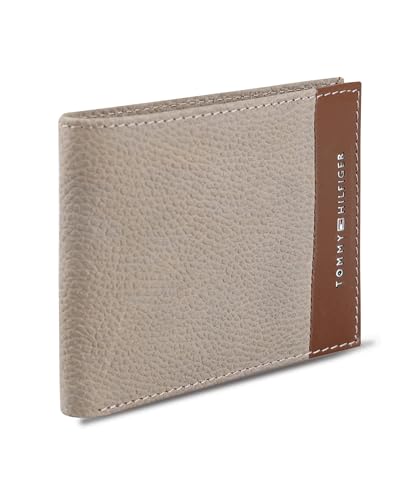 Image of Tommy Hilfiger Mens Two-Tone Leather Slim Bifold Wallet with ID Window