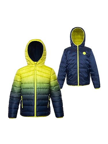Image of Rokka&Rolla Boys' Reversible Lightweight Water-Resistant Puffer Jacket | Lightweight Breathable Reversible Puffer Makes A Hooded Winter Coat For Boys To Wear During Cold Weather Activity