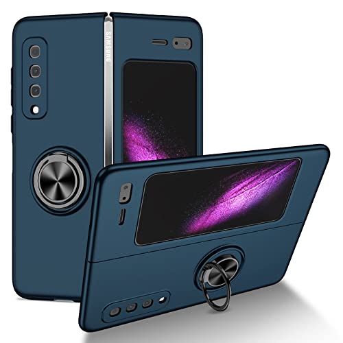 COQUE Custodia per Galaxy Z Fold 1 Cover, Pellicola Shell All-inclusive Custodia per telefono con supporto video ad anello, Cover pieghevole per Samsung Galaxy Z Fold 1-Blu Reale