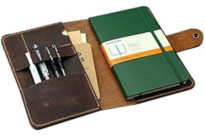 Personalized Leather Cover with Pen Holder for Moleskine Volant/Cahier Journal Notebook MA505NC1