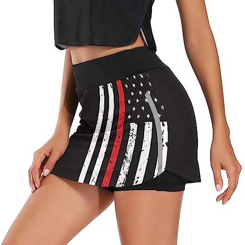 ODAWA Saia feminina esportiva com bandeira preta leve saia de golfe tênis shorts esportivos P-GGG, B