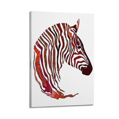 Poster moderne de zèbre style vitrail sur toile CMHONLY 40x60 cm