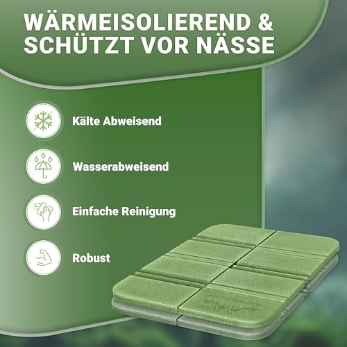Alpenwert SITZKISSEN Outdoor Faltbar [2er Set] - Wasserdicht und Wetterfest, Ideal für Wandern, Picknick und Unterwegs, Leicht & Kompakt