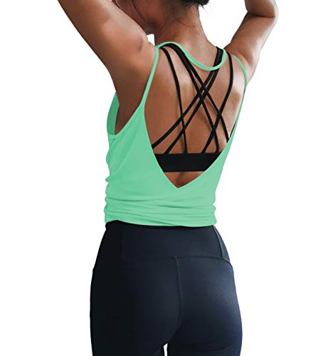 Image of LEXISLOVE Womens Workout Shirts Sexy Open Back Activewear Workout Clothes Sports Yoga Tank Tops