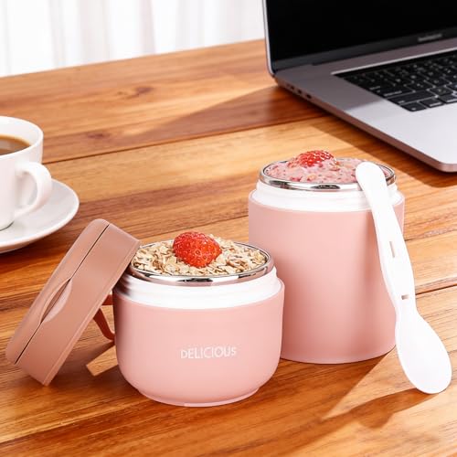 2 vasos de cereales para llevar de acero inoxidable 730 ml con cuchara 7