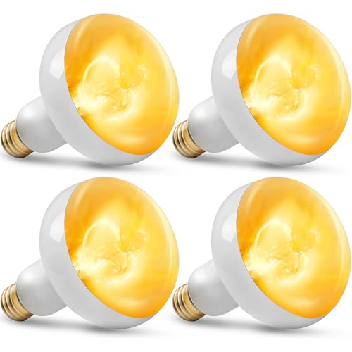 CALPALMY 4-Pack 150W Reptile Heat Lamp Bulb UVA Daylight Basking Light for Reptiles Bearded Dragon Lizard Turtle Snake Tortoise Chicken Flat Bottom Design Long Lifespan 120V E26 Base