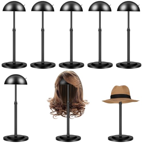 Tatuo 8 Pcs Wig Stand, 9.8"-18.9" Adjustable Height Wig Head Holder, Black
