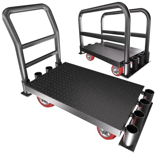 2IN1 Heavy Duty Panel Truck Cart,42' x 24' Flatbed Cart w/1Front&2 Side Handrails,2200 lbs Capacity...