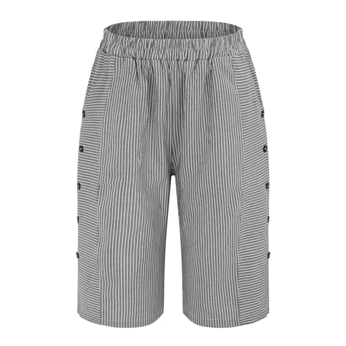 Elogoog Calça feminina de linho de cintura alta plus size Y2K Streetwear Calça de caminhada leve pri