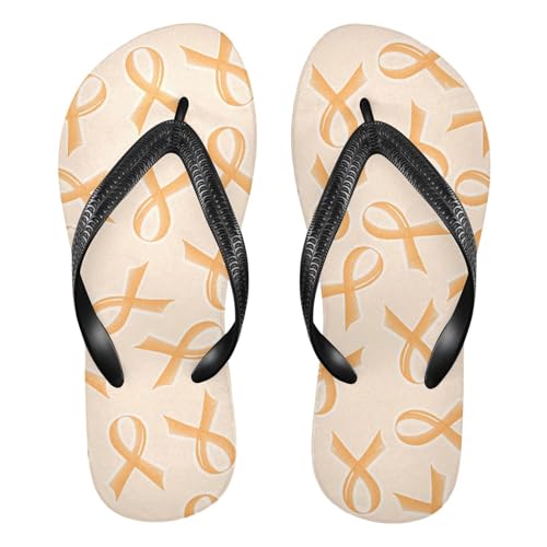 SPRIPORT Orange Ribbon Slim Flip Flops for Women Men Comfortable Casual Thong Cushion Sandals with Non-Slip Rubber Sole Bathroom Shower Shoes for Beach Walking Summer L