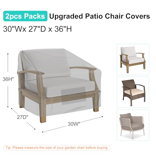 Image of 2 Pack Outdoor Patio Chair Covers Waterproof 30 inchWx27 inchDx36 inchH, Gray